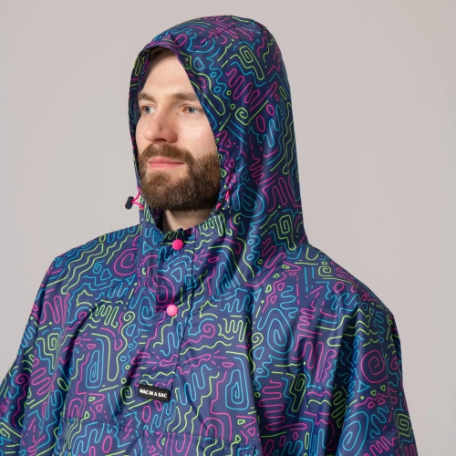 detail MAC IN A SAC festival poncho sbalitelná nepromokavá pláštěnka neon jazz