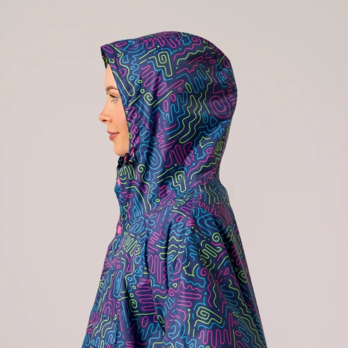 detail MAC IN A SAC festival poncho sbalitelná nepromokavá pláštěnka neon jazz