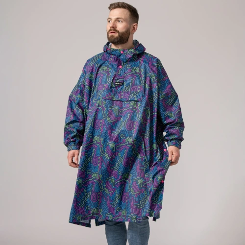 detail MAC IN A SAC festival poncho sbalitelná nepromokavá pláštěnka neon jazz