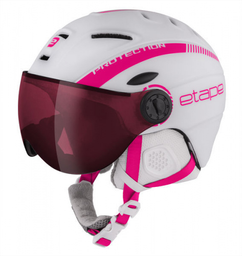 detail Dětská lyžařská helma ETAPE RIDER PRO bílá/růžová 2019 vizor