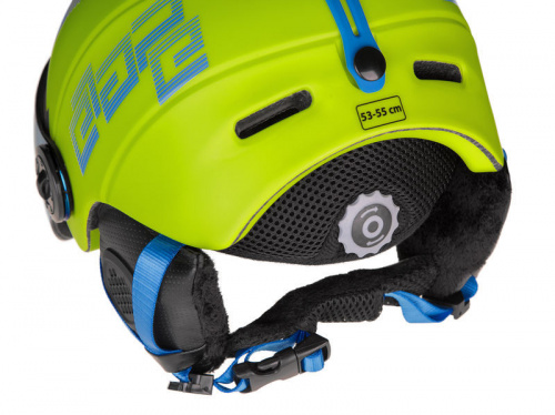 detail ETAPE RIDER PRO JR dětská lyžařská helma limeta/modrá mat 2023