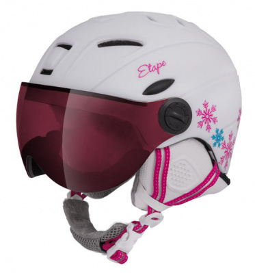 Dětská lyžařská helma ETAPE RIDER PRO bílá/růžová mat 2023 vizor
