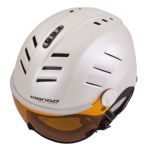 detail MANGO VOLCANO PRO dámská lyžařská helma s vizorem bílá perleť mat 2023