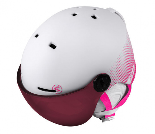 detail ETAPE SPEEDY PRO JR dětská lyžařská helma s vizorem bílá/růžová mat 2023