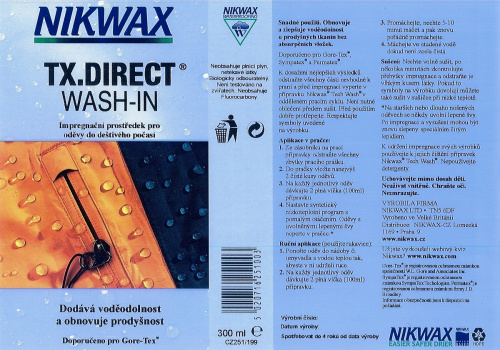 detail NIKWAX impregnace TX.DIRECT WASH-IN 300ml